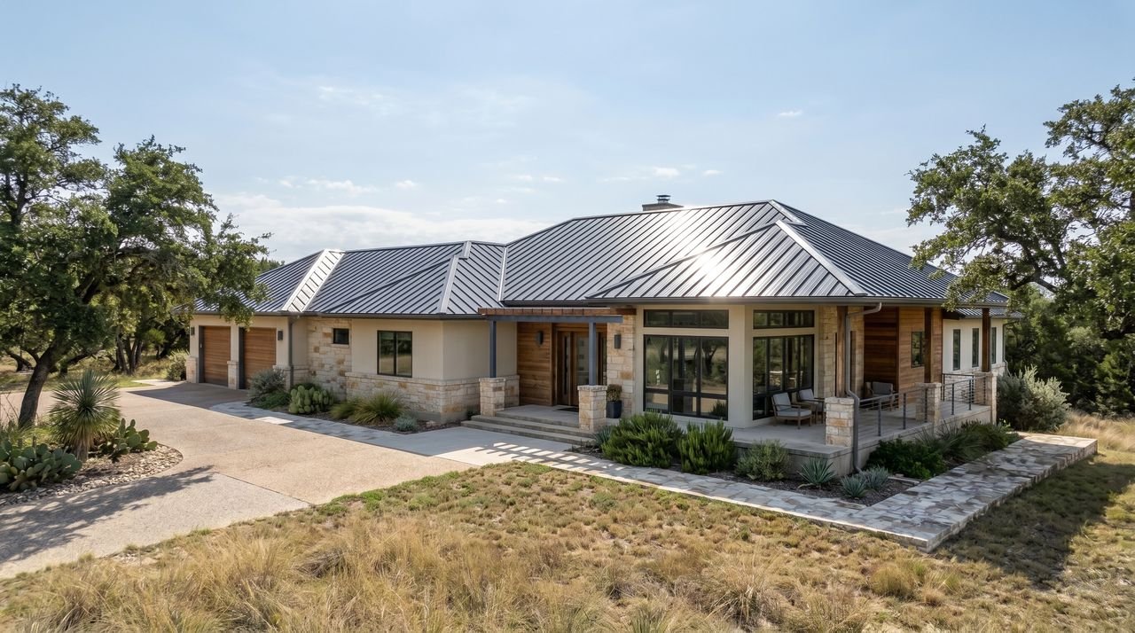 After: standing-seam dark gray metal roof