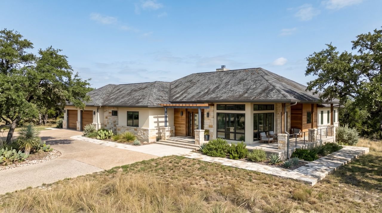 Before: old asphalt shingle on a Texas home